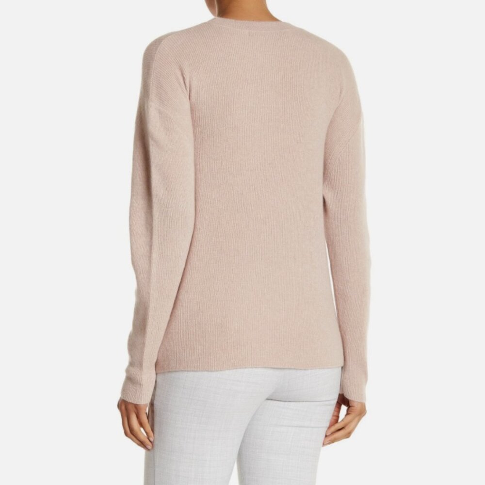 NWT 360 Cashmere Cynthia Ribbed Knit Crew Neck Cashmere Sweater Rose XS,S,M $288 - Picture 2 of 10